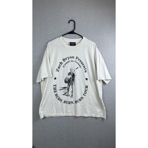 Zach Bryan Shirt Mens X-Large White Burn Burn Burn Tour Coast to Coast Graphic‎